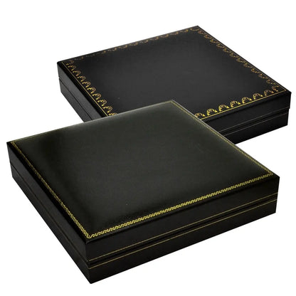 Black Leatherette, Gold Trim, Jewelry Necklace Display Gift Boxes