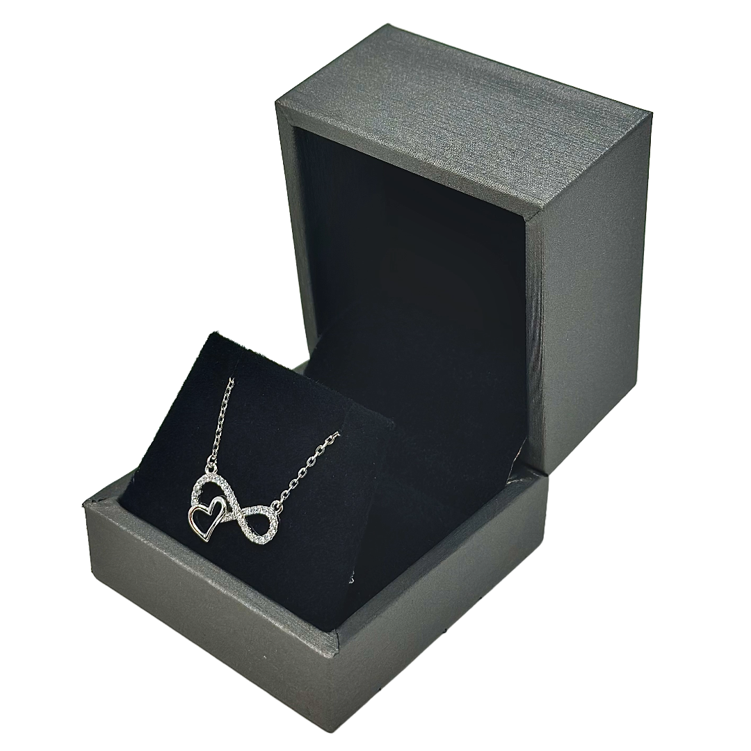 Luxury PU Leather Steel Grey Necklace Earring Gift Box