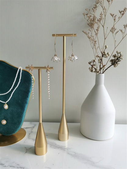 Luxury Gold Metal T-Bar Water Drop Gold Earring Display Stand Size- 8" High