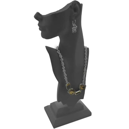 Tall Black Poly Jewelry Earring and Necklace Display Mannequin