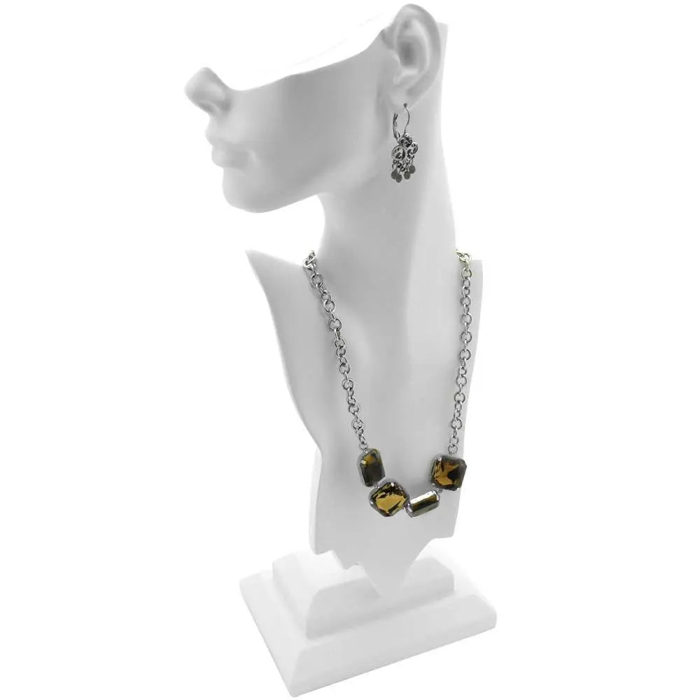 Tall WhitePoly Jewelry Earring and Necklace Display Mannequin
