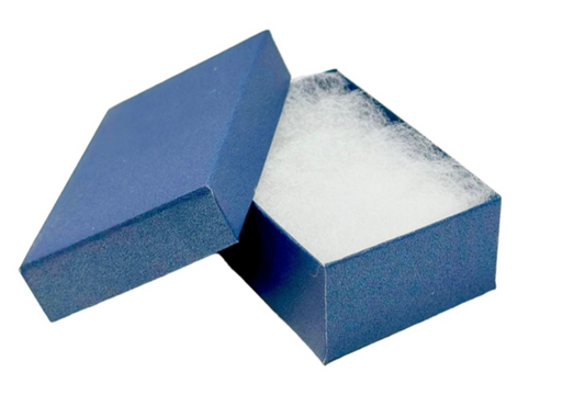 2-5/8" x 1-1/2" x 1"H Pearl Blue Cotton Filled Boxes