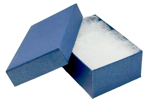 3-1/4" x 2-1/4" x 1"H Pearl Blue Cotton Filled Boxes