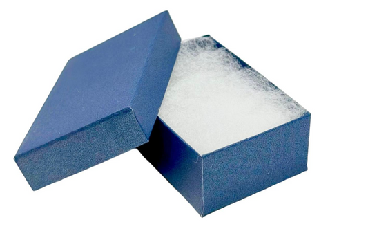 3-1/2" x 3-1/2" x 1"H Pearl Blue Cotton Filled Boxes