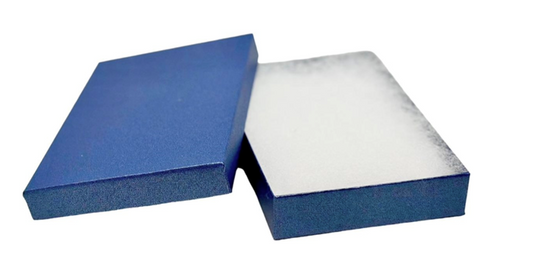 8 1/8" x 5 5/8" x 1 3/8"H Pearl Blue Cotton Filled Boxes