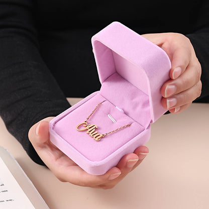 Pink Velvet Pendant Earring Necklace Jewelry Box