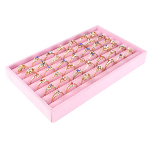 Pink Velvet Ring Storage Tray: Elegant Organizer for Rings