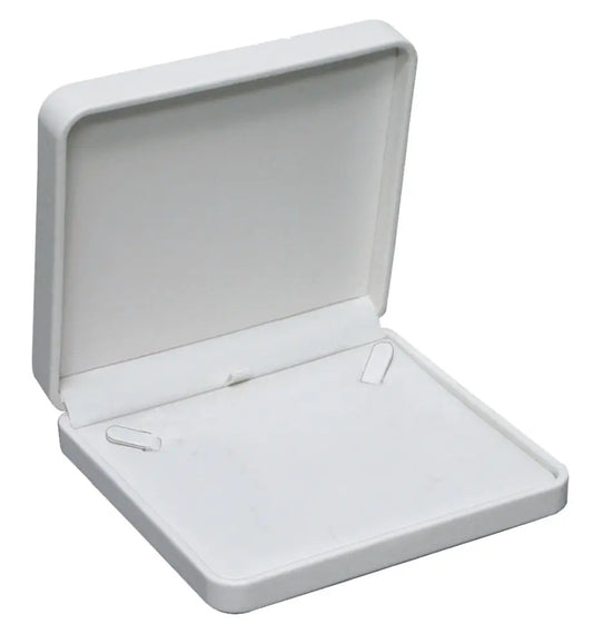 White Rounded Corner Leatherette Large Necklace Box