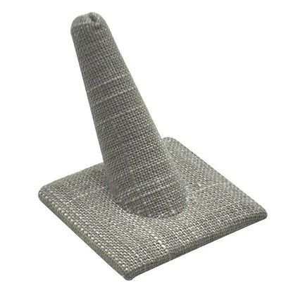 Grey Linen Jewelry Ring Display Stand"