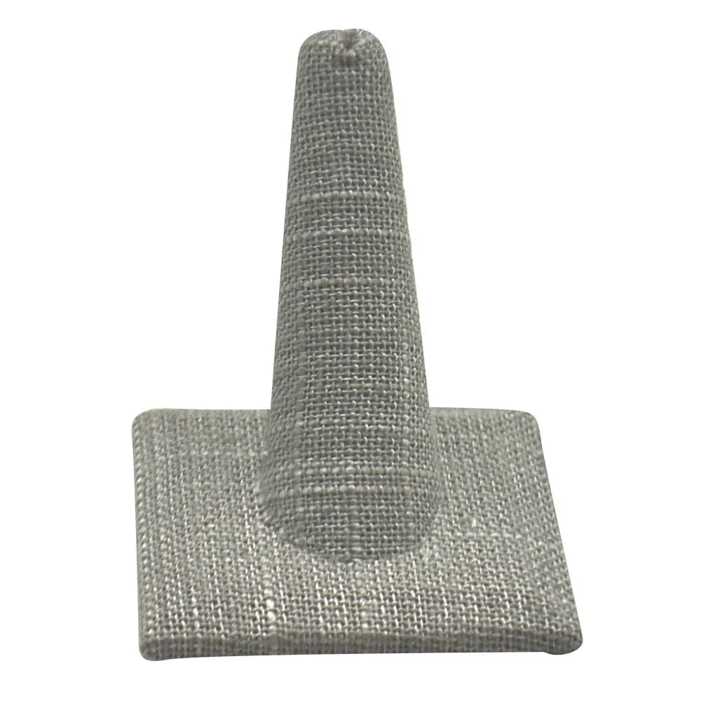 Grey Linen Jewelry Ring Display Stand"