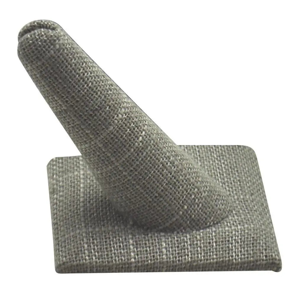 Grey Linen Jewelry Ring Display Stand"
