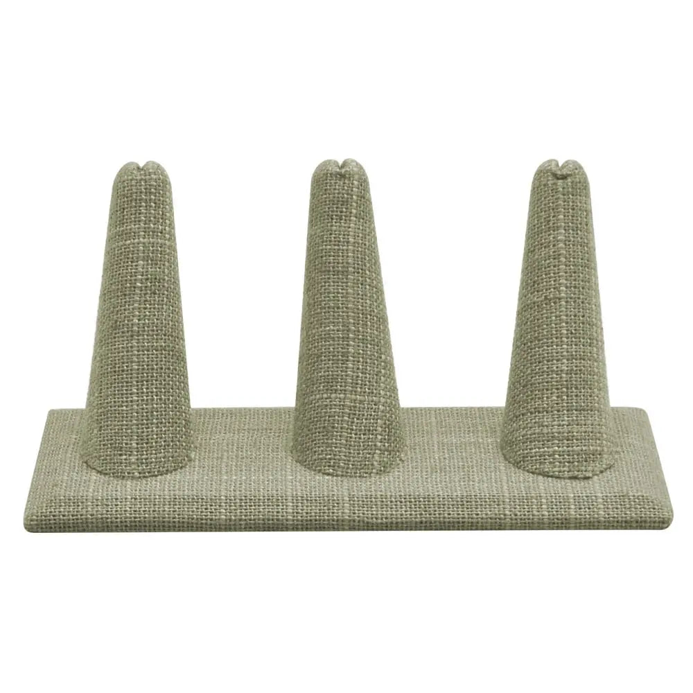 Grey Linen 3 Finger Jewelry Ring Display