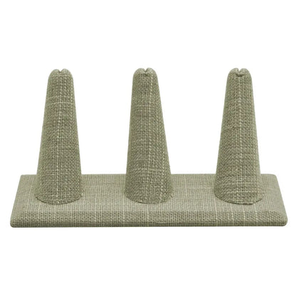 Grey Linen 3 Finger Jewelry Ring Display