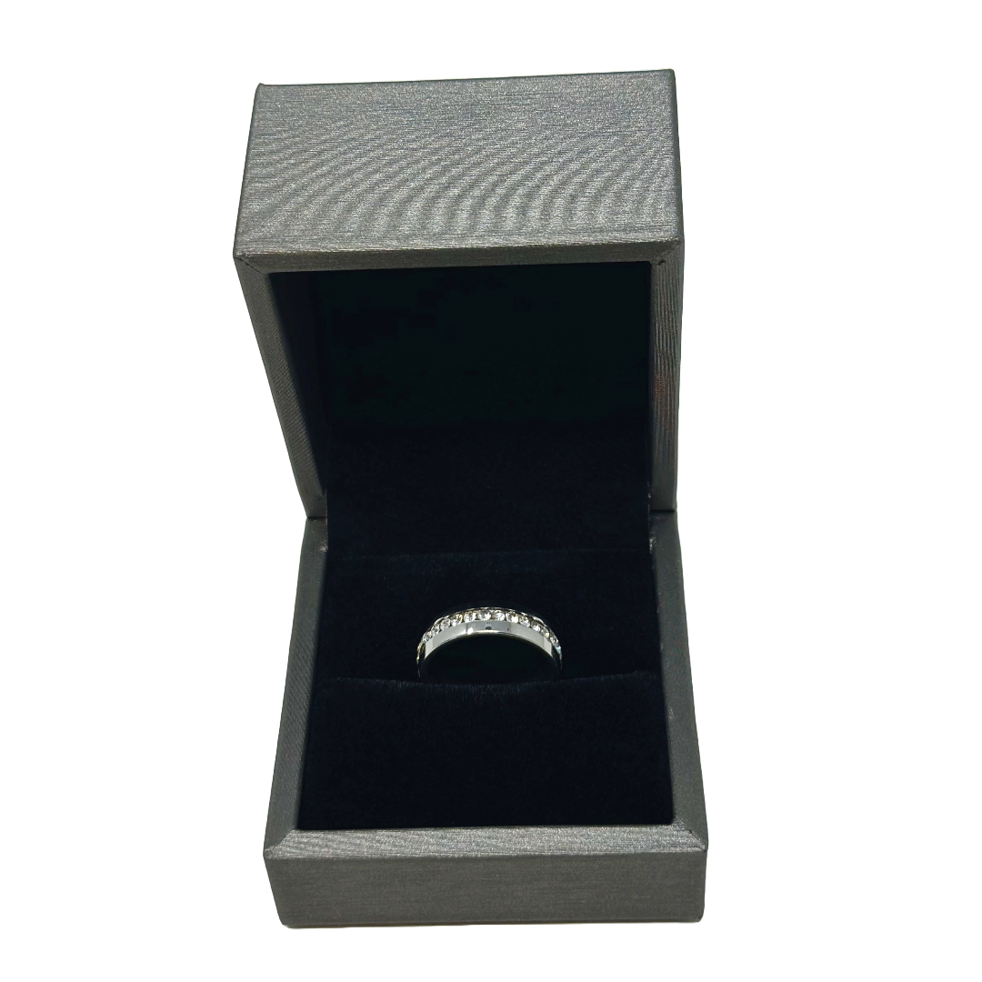 Luxury PU Leather Steel Grey Ring Gift Box