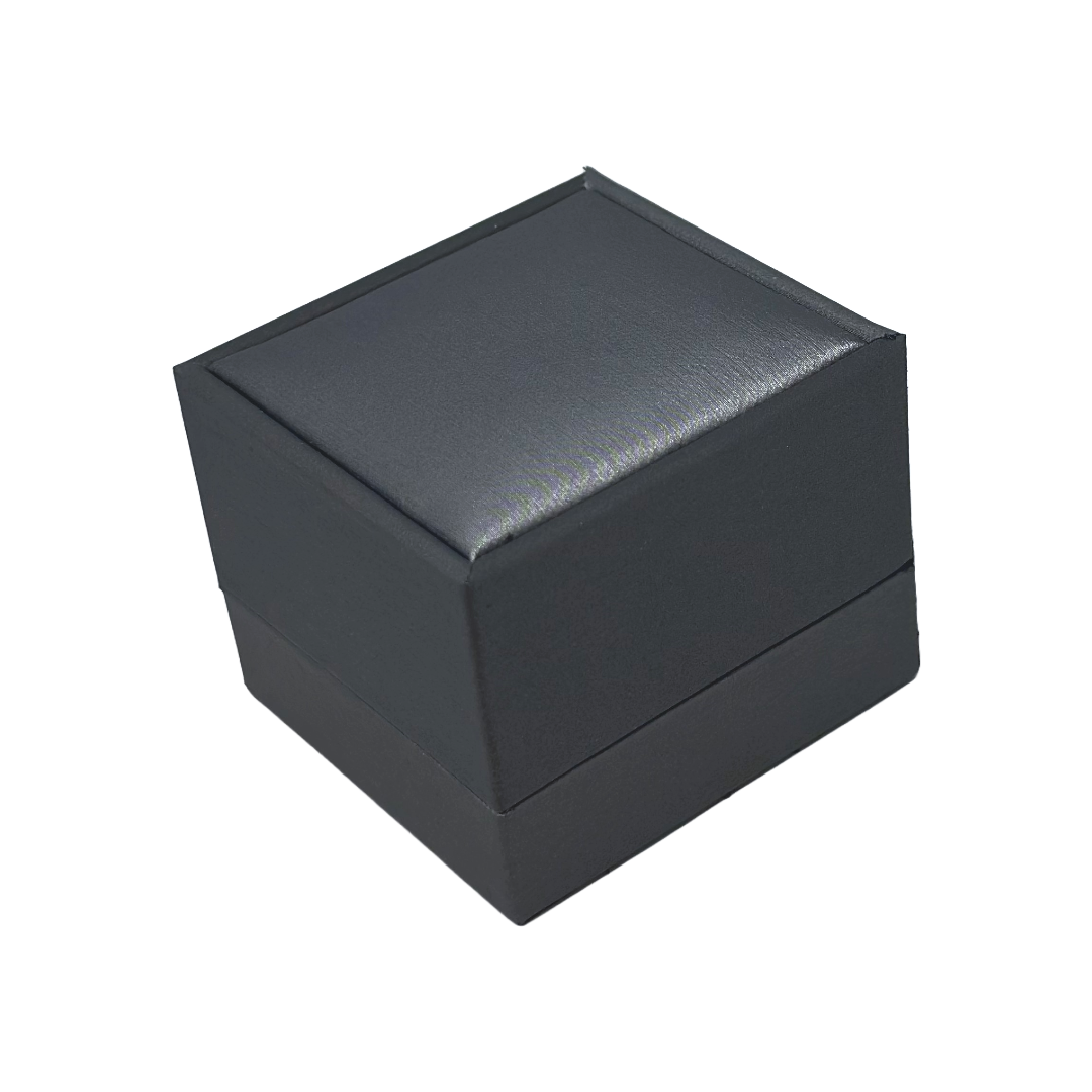 Luxury PU Leather Steel Grey Ring Gift Box