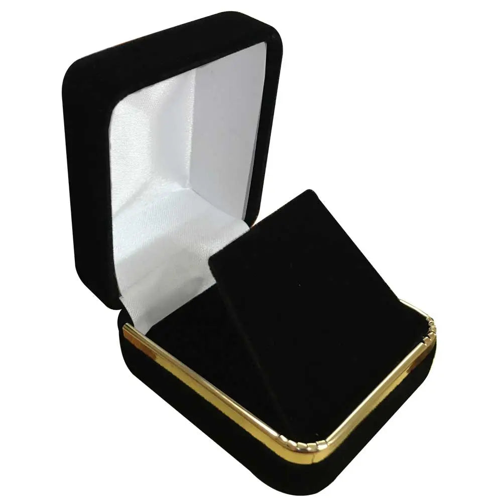 Black Velvet Jewelry Earring Gift Packaging Box with Gold Trim