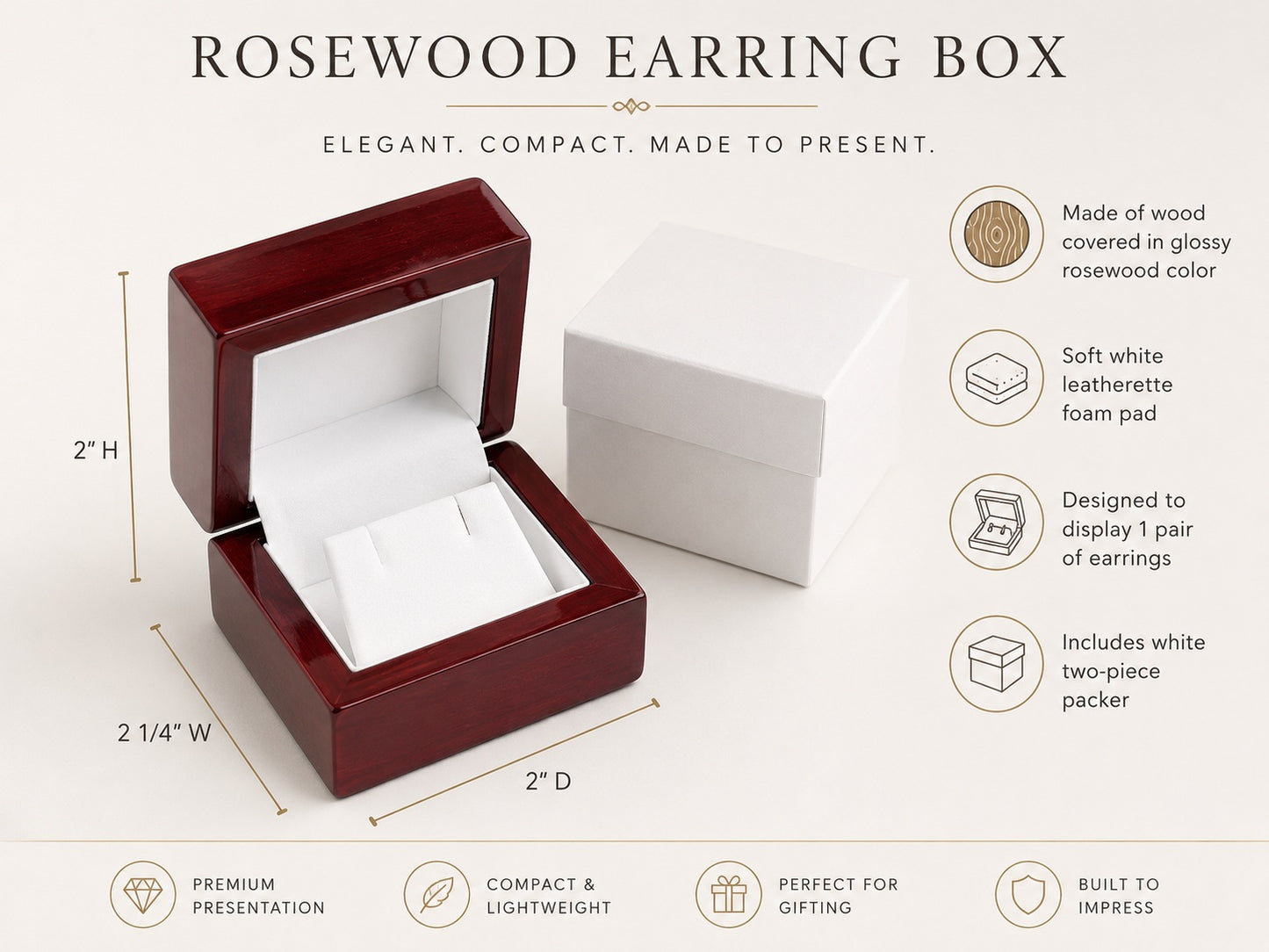 Red Rosewood Jewelry Earring Boxes