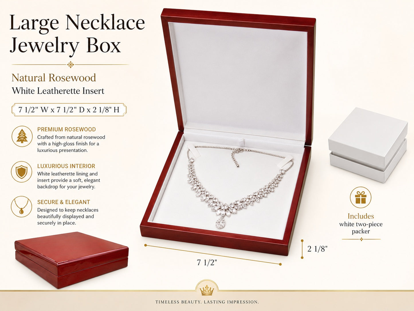 Red Rosewood Jewelry Necklace Boxes
