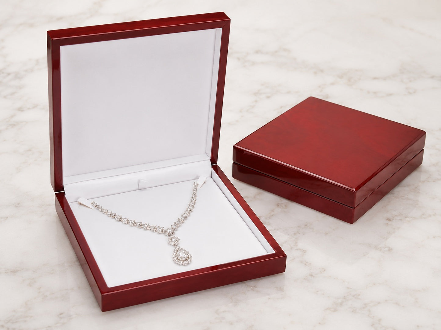Red Rosewood Jewelry Necklace Boxes