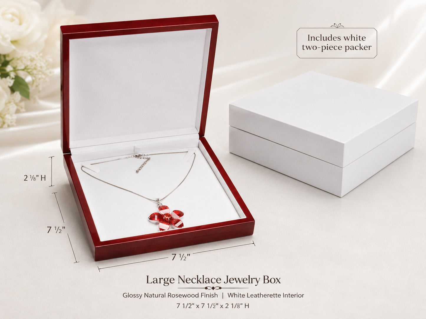 Red Rosewood Jewelry Necklace Boxes