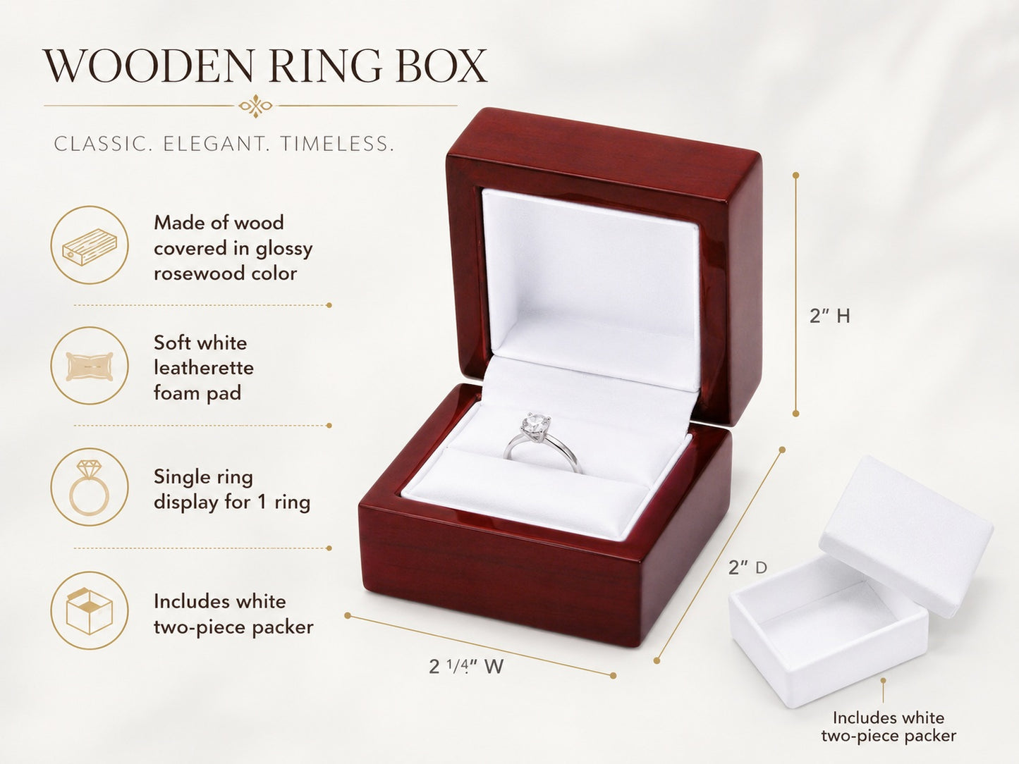 Red Rosewood Jewelry Ring Box Packaging