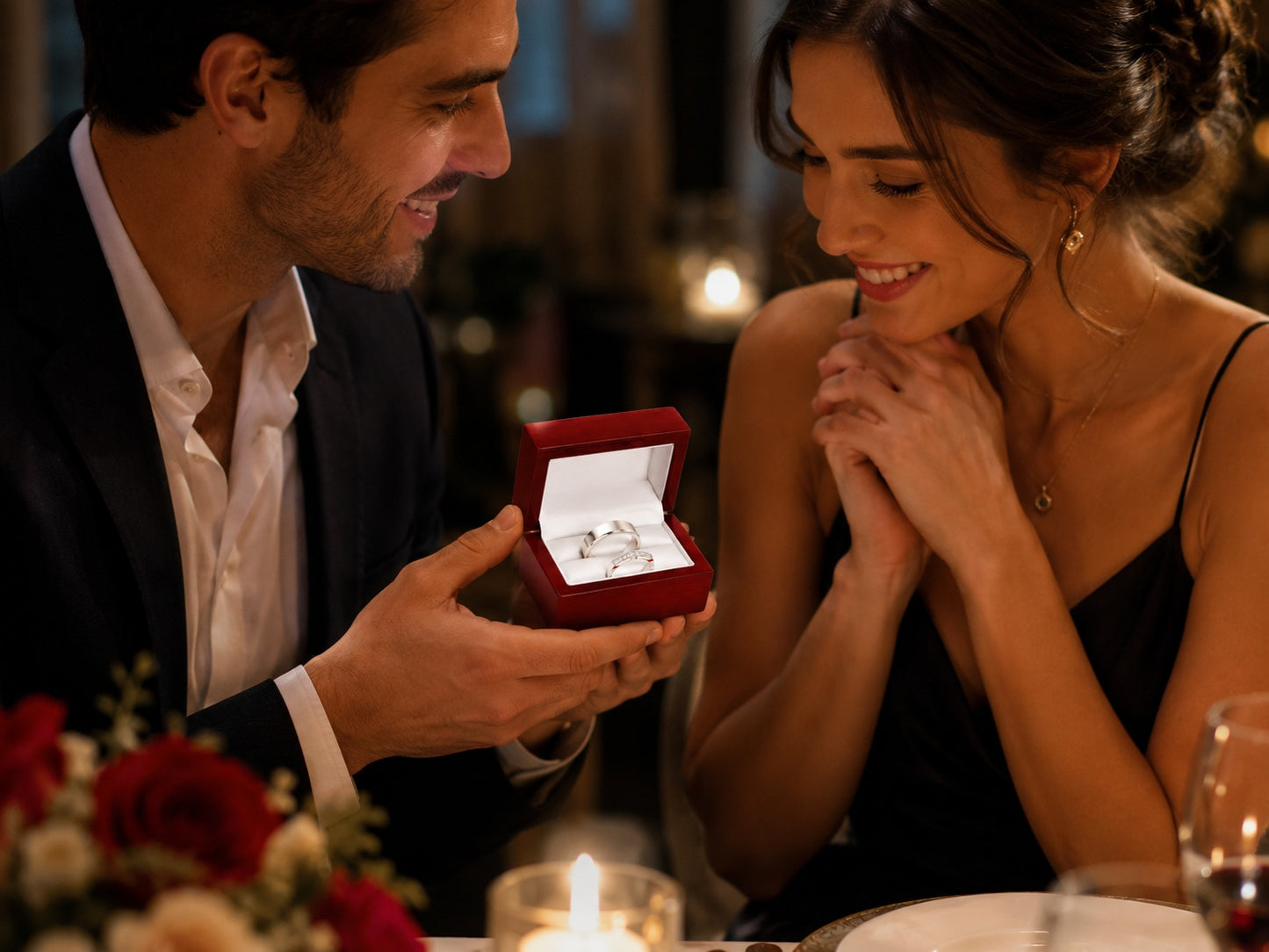 Red Rosewood Dual Jewelry Ring Gift Packaging Boxes