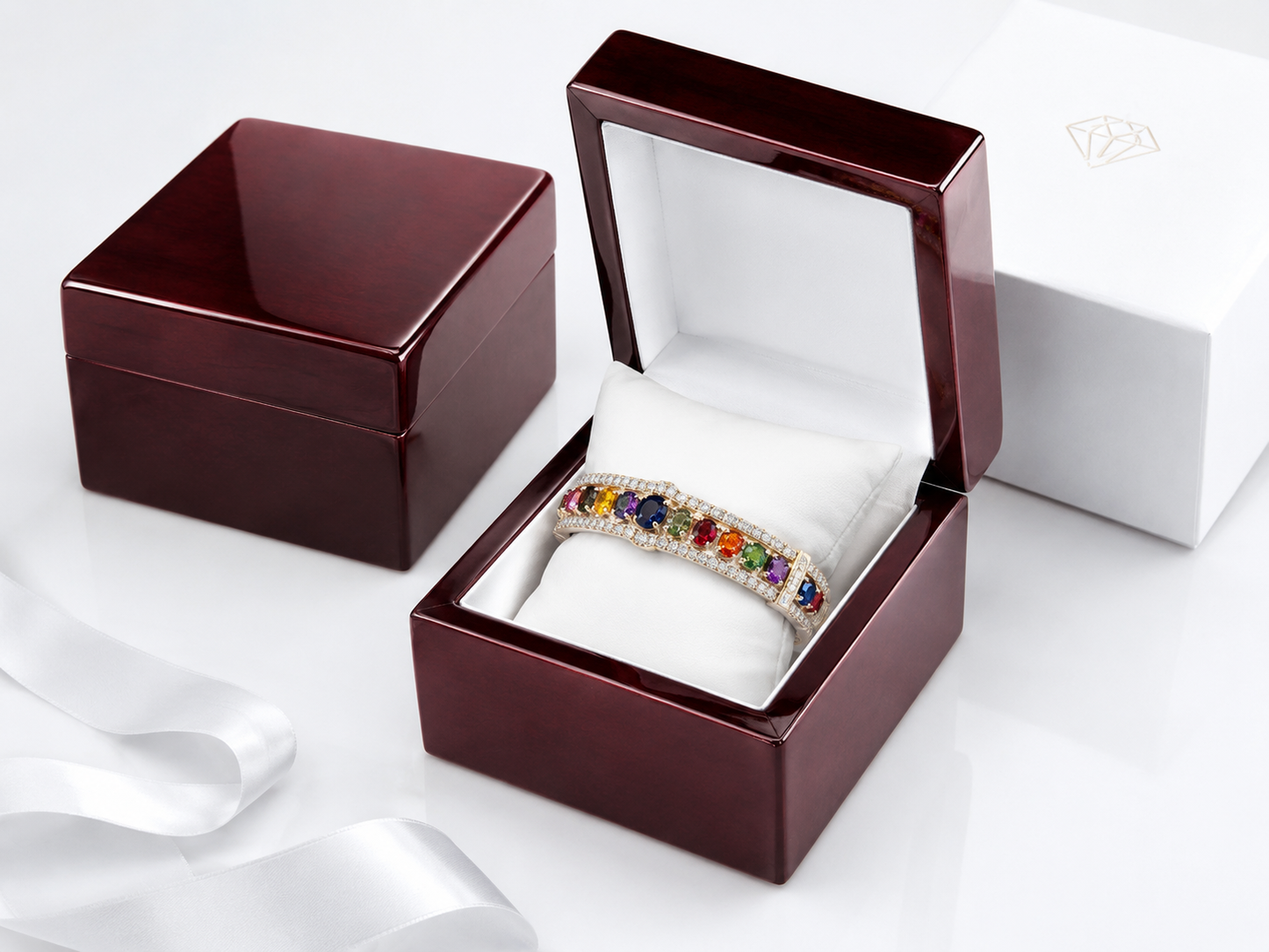 Red Rosewood Jewelry Bracelet or Watch Pillow Boxes