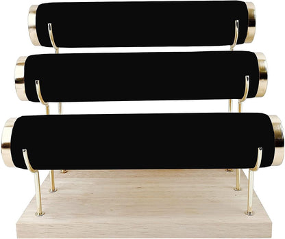 Luxury Detachable Three-Tier Jewelry Display Stand, Black