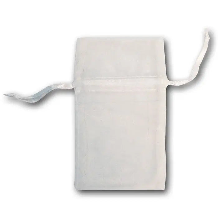 White Organza Drawstring Gift Pouches, 3-3/4" x 5", 12 Per Pack