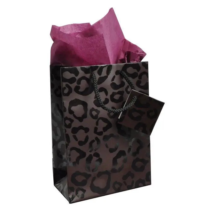 Animal Print Gift Shopping Bags with Handle, 4-3/4" x 2-1/2" x 6" Pack of 10