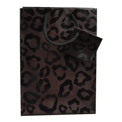 Animal Print Gift Shopping Bags with Handle, 4-3/4" x 2-1/2" x 6" Pack of 10