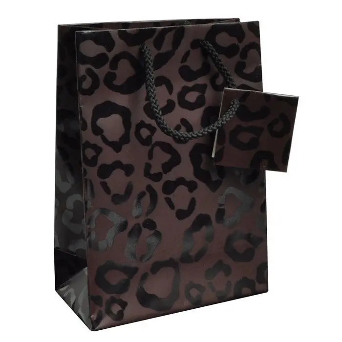 Animal Print Gift Shopping Bags with Handle, 4-3/4" x 2-1/2" x 6" Pack of 10