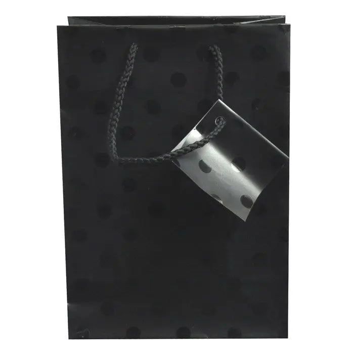 Black Polka Dot Gift Shopping Tote Bags with Handle, 4" x 2-3/4" x 6-3/4" Pack of 10