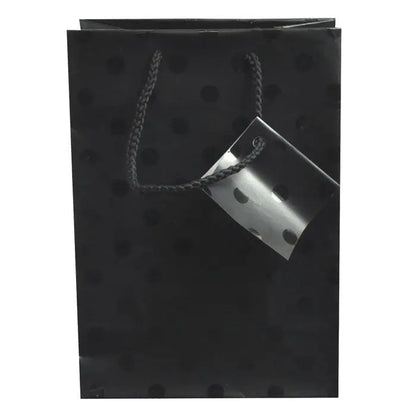 Black Polka Dot Gift Shopping Tote Bags with Handle, 4" x 2-3/4" x 6-3/4" Pack of 10