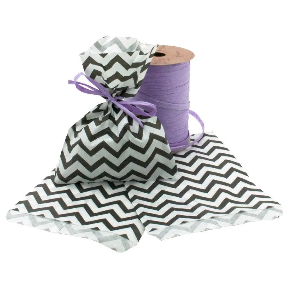 Black and White Chevron Gift Shopping Bags, 100 Per Pack, 6" x 9"