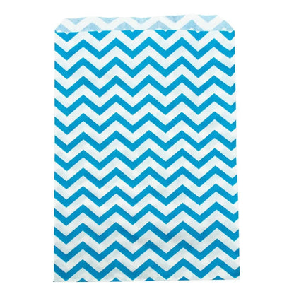 Blue and White Chevron Gift Shopping Bags, 100 Per Pack, 4" x 6"