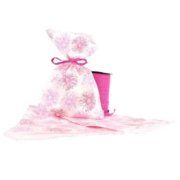 Pink Flower Print Gift Shopping Bags, 100 Per Pack, 8-1/2" x 11"