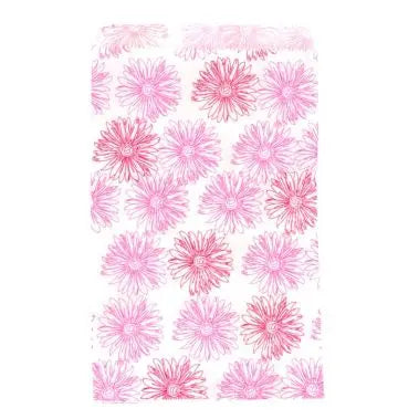 Pink Flower Print Gift Shopping Bags, 100 Per Pack, 5" x 7"