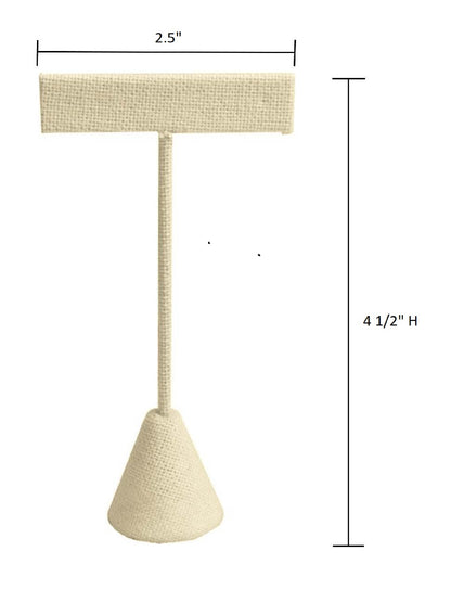 Beige Linen Jewelry Earring T Stand, 4 1/2" Tall (Copy)