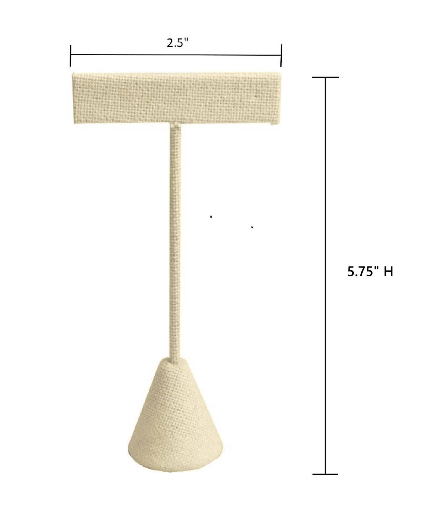 Beige Linen Jewelry Earring T Stand, 5 3/4" Tall
