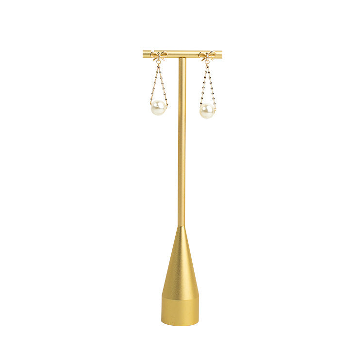 Luxury Gold Metal T-Bar Water Drop Gold Earring Display Stand Size- 8" High