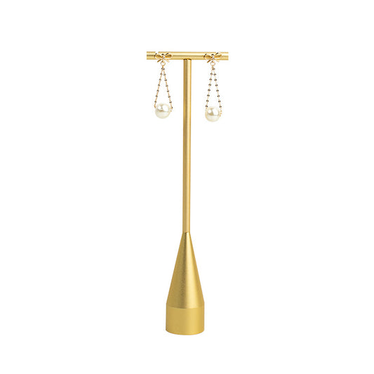 Luxury Gold Metal T-Bar Water Drop Gold Earring Display Stand Size- 8" High