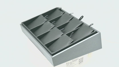 Steel Grey Leatherette 8 Compartment Jewelry Earring / Pendant Display Tray