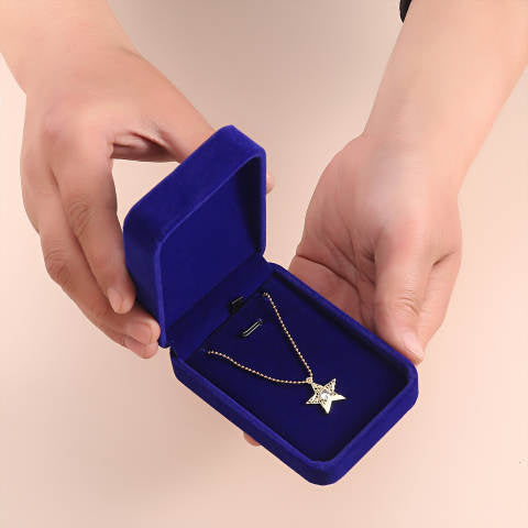 Blue Velvet Large Pendant Jewelry Box- Sold by Dozen (12pcs)
