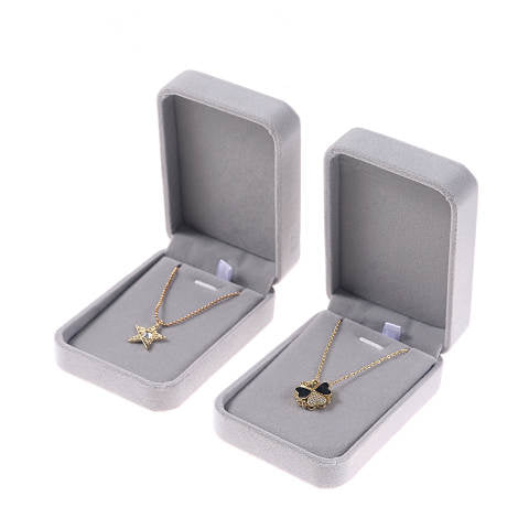 Grey Velvet Large Pendant Jewelry Box- Sold by Dozen (12pcs)