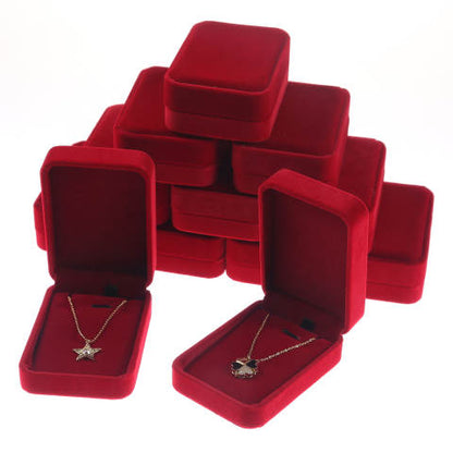 Red Velvet Large Pendant Jewelry Box- Sold by Dozen (12pcs)