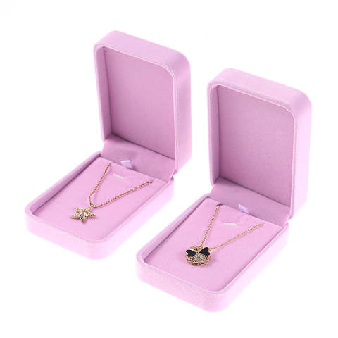 Pink Velvet Large Pendant Jewelry Box- Sold by Dozen (12pcs)