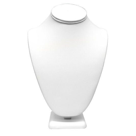 White Leatherette Jewelry Necklace Bust, 7-1/2"