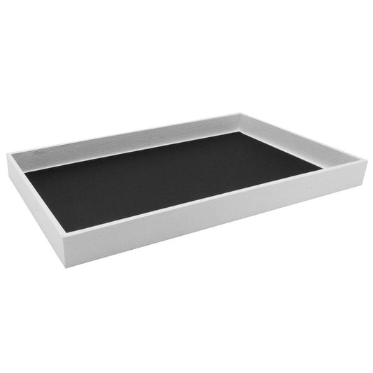 White Full Size Leatherette Wrapped Jewelry Display Tray, 1-1/2" Tall