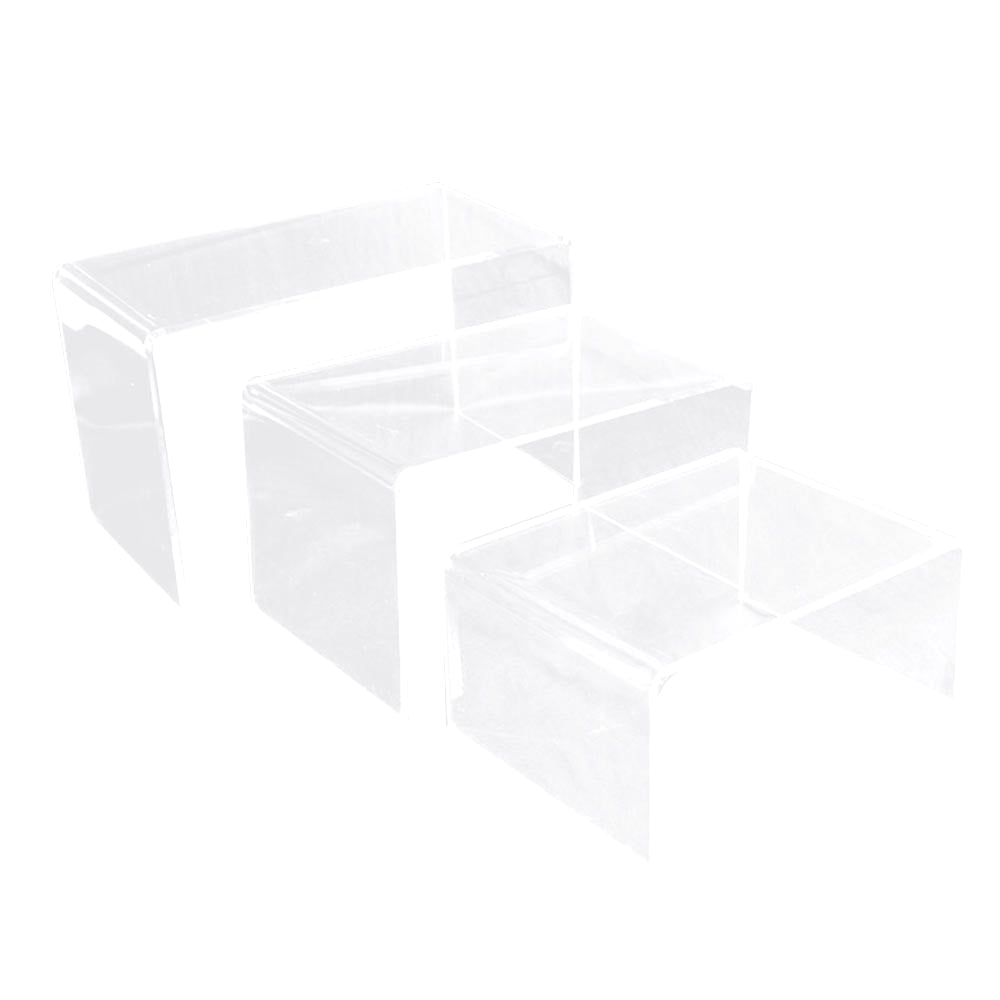 Large Clear Acrylic 3 Piece Display Shelves Riser Set